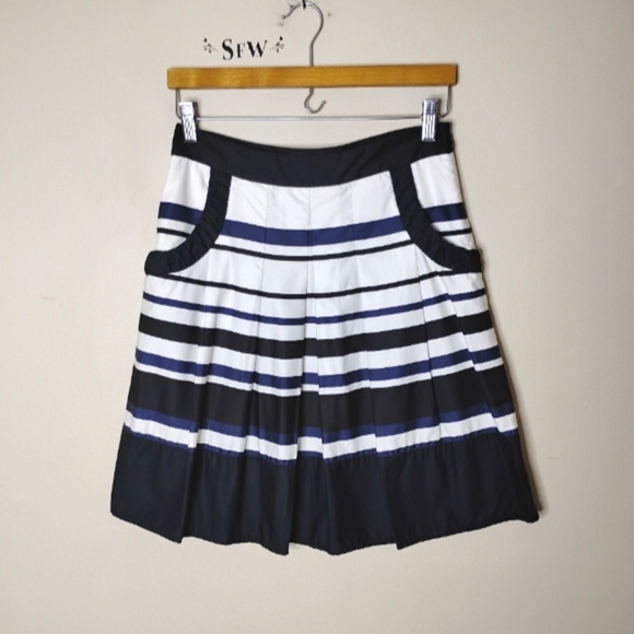 Ann Taylor A-Line Skirt 2 Collegiate Preppy Striped Cotton Old Money Aesthetic - Picture 3 of 10